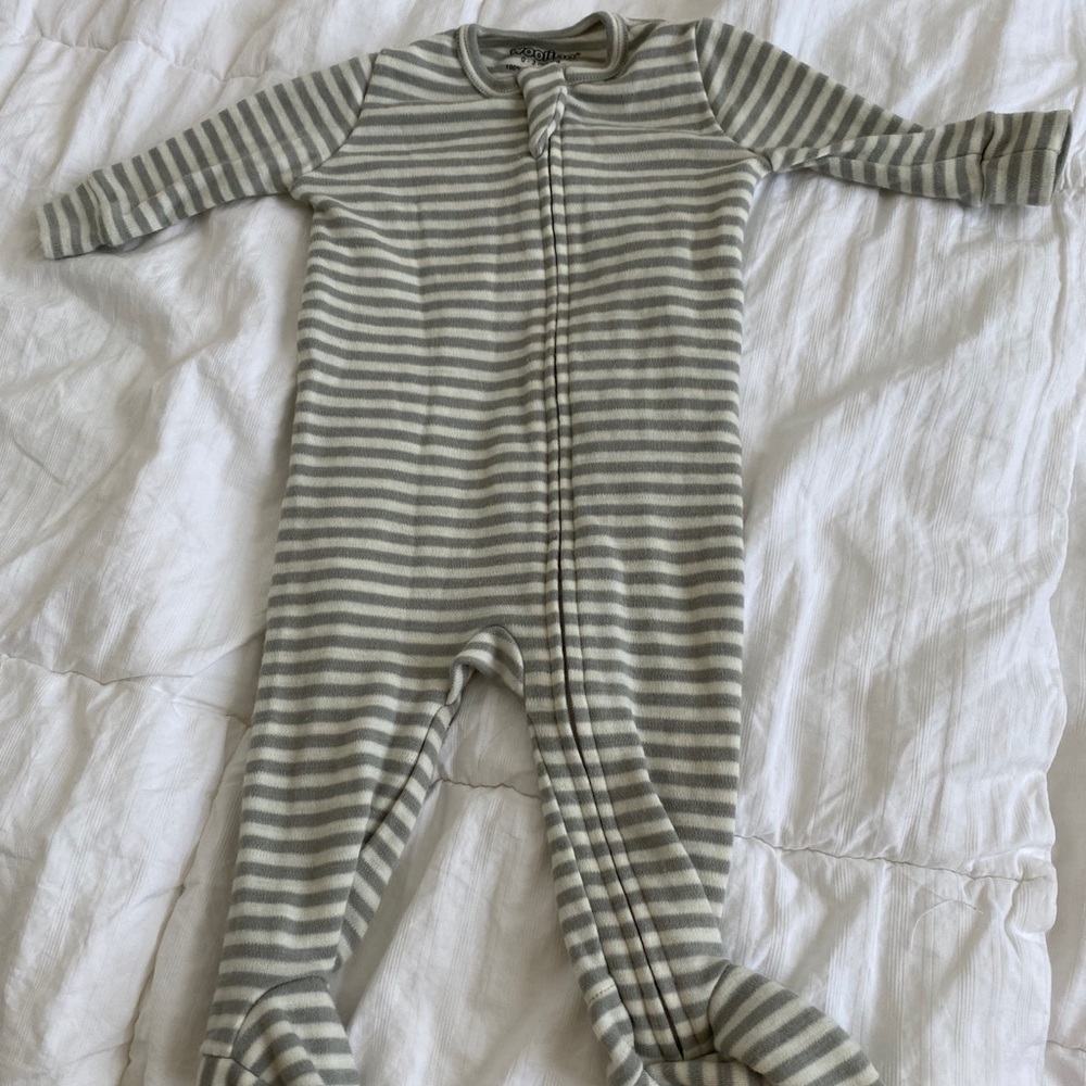 Woolino footed pajama merino wool 0-3